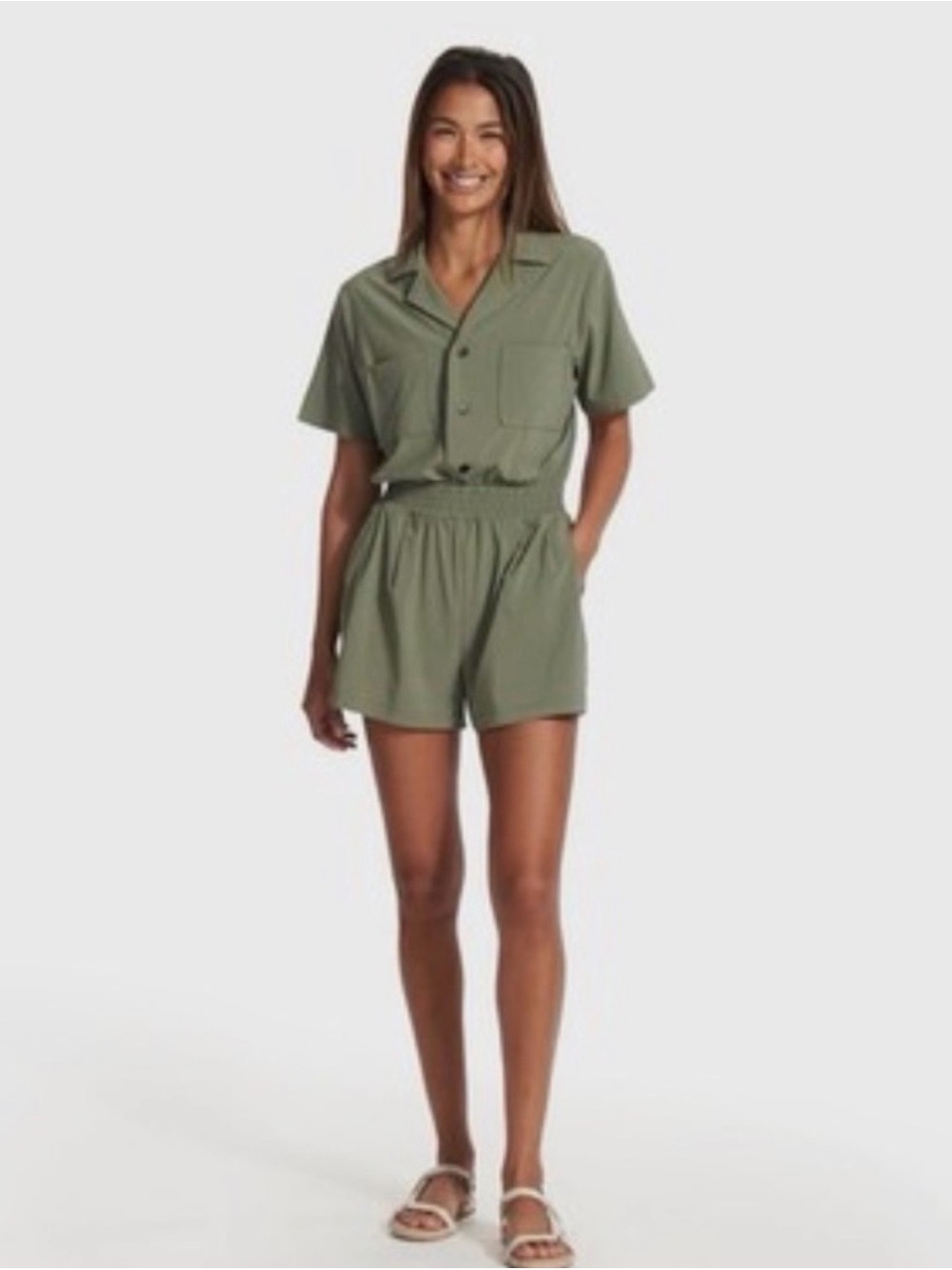 Vuori Olive Short-Sleeve Romper